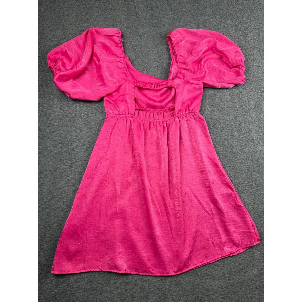 Altar'd State Hot Pink Mini Dress with Puff Sleeves - Picture 2 of 5